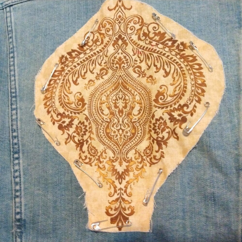 Upcycled Denim Jean Jacket XL Boho Rocker Patches Artsy Festival Mixed Media - Picture 10 of 15